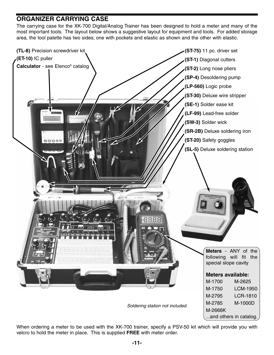 Organizer carrying case | Elenco Deluxe Digital / Analog Trainer with Tools User Manual | Page 12 / 16