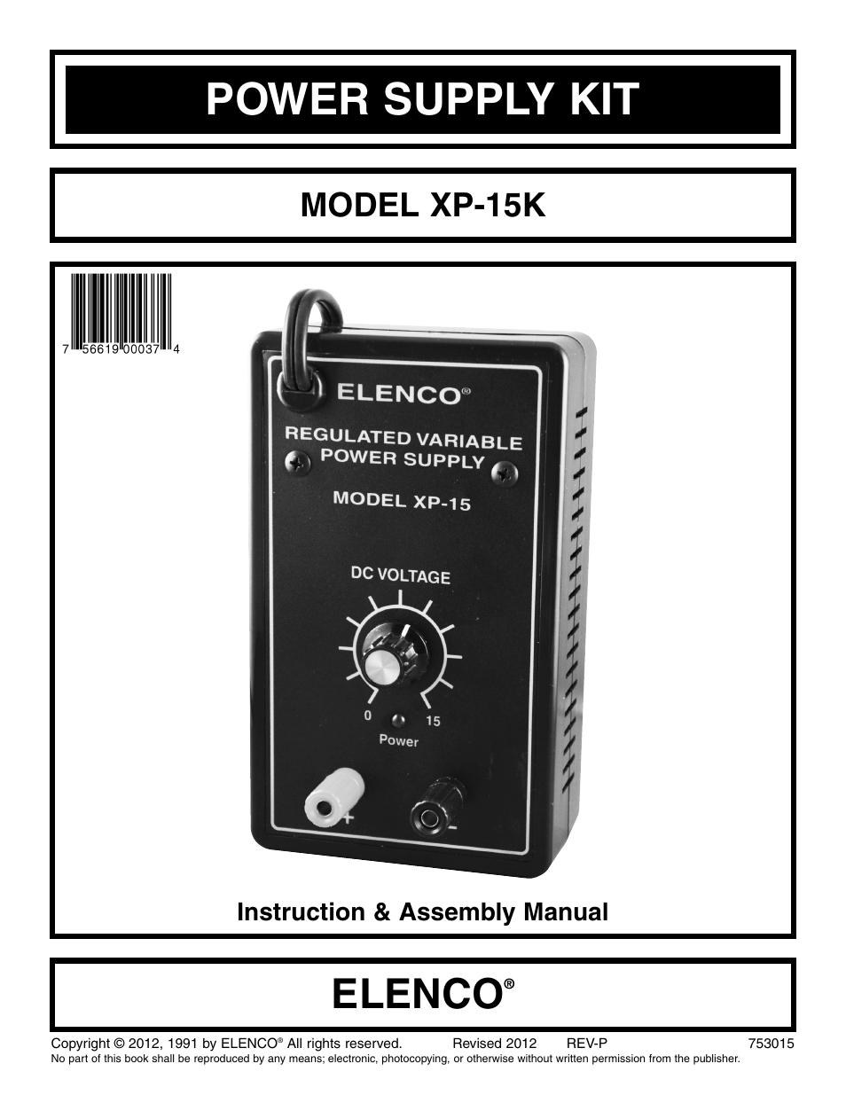 Elenco Variable Voltage Power Supply Kit User Manual | 12 pages