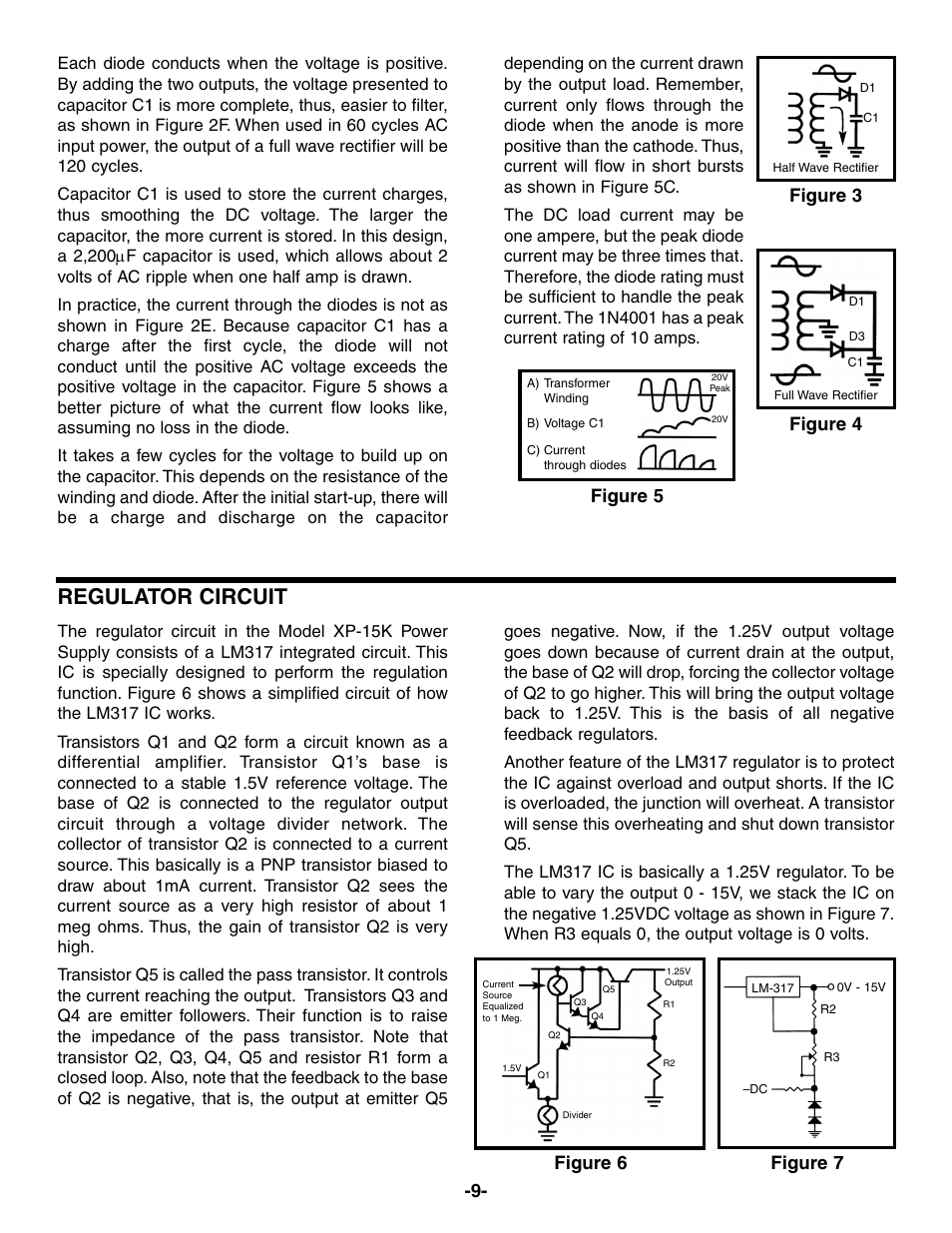 Regulator circuit, Figure 5, Figure 4 | Figure 3, Figure 6, Figure 7 | Elenco Variable Voltage Power Supply Kit User Manual | Page 10 / 12