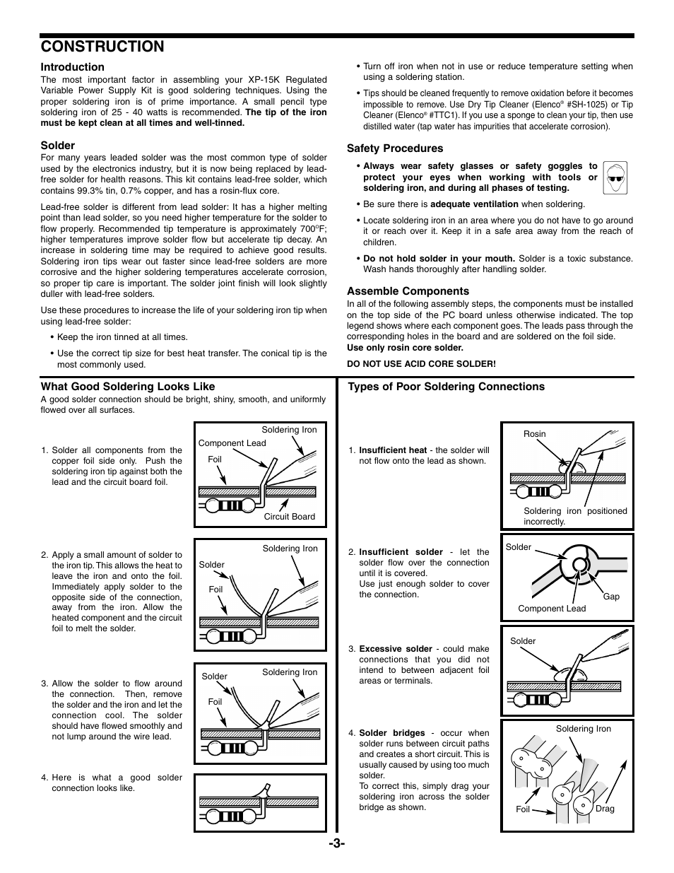 Construction | Elenco Variable Voltage Power Supply Kit User Manual | Page 4 / 12