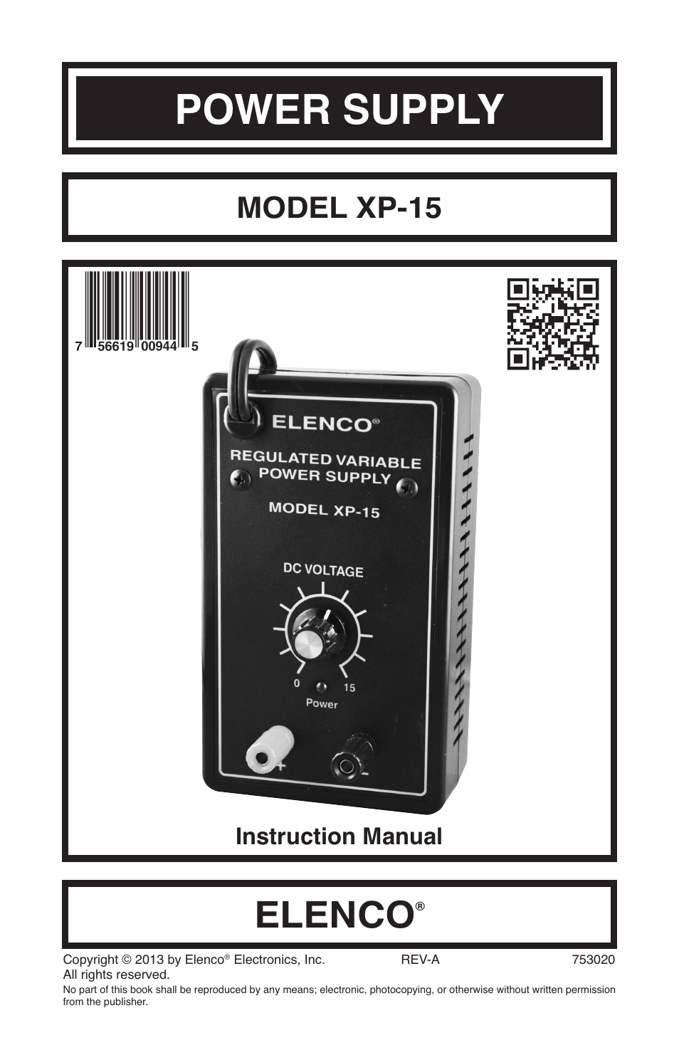 Elenco Variable Voltage Power Supply User Manual | 8 pages