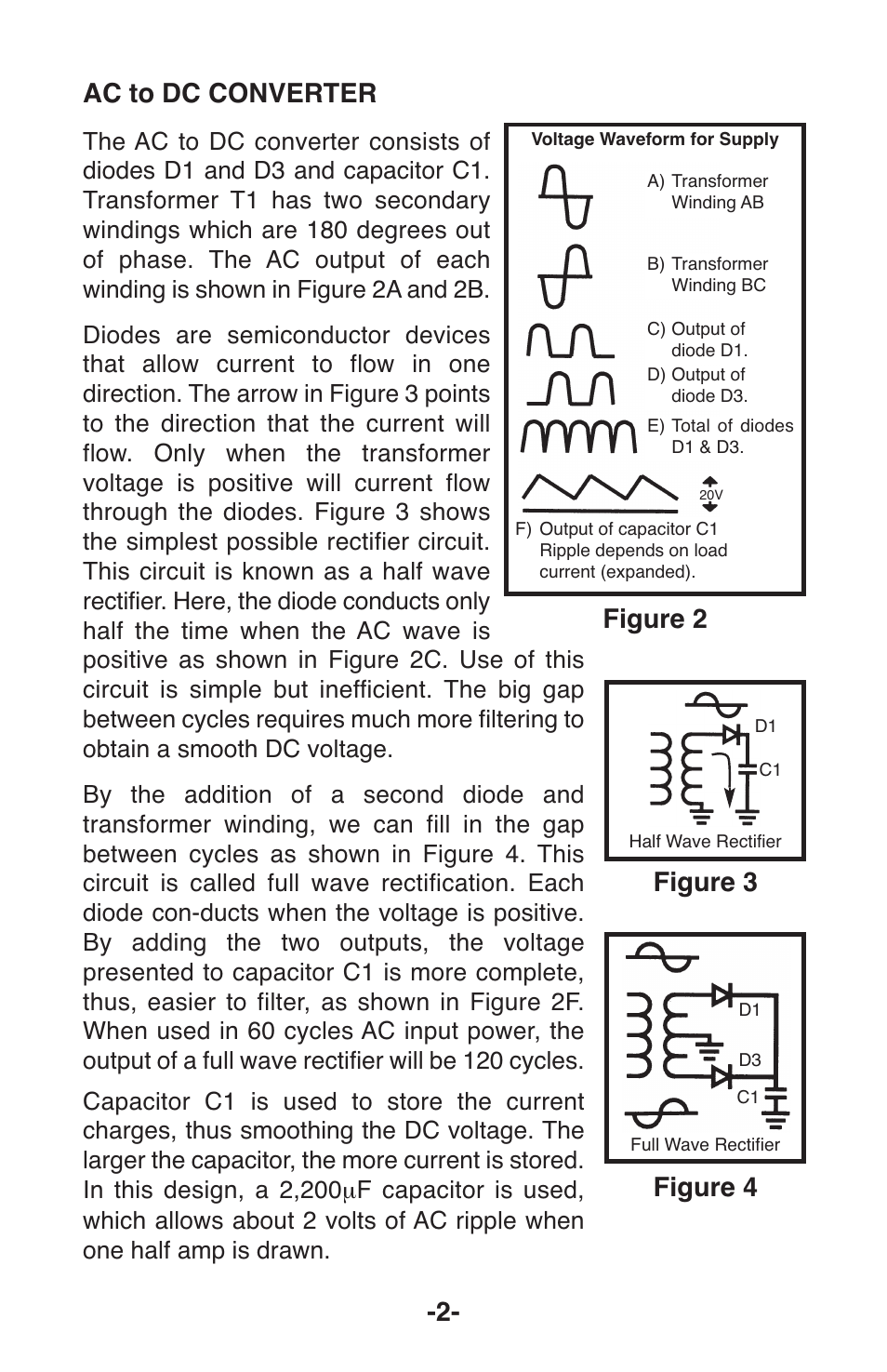 Ac to dc converter, Figure 2, Figure 4 | Figure 3 | Elenco Variable Voltage Power Supply User Manual | Page 3 / 8