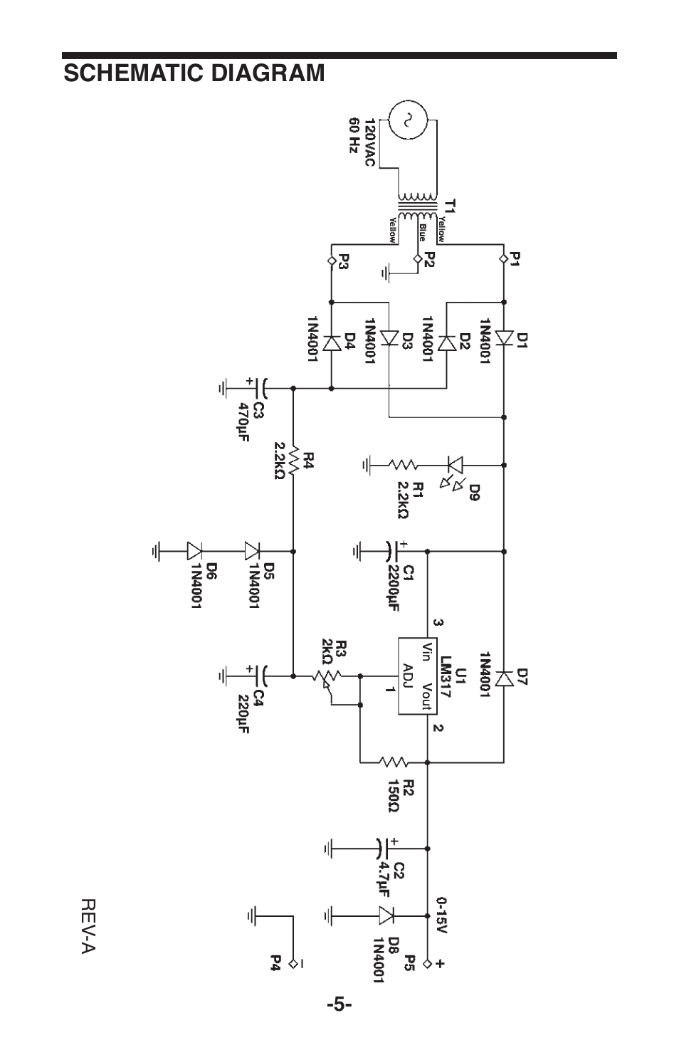 Schematic diagram | Elenco Variable Voltage Power Supply User Manual | Page 6 / 8