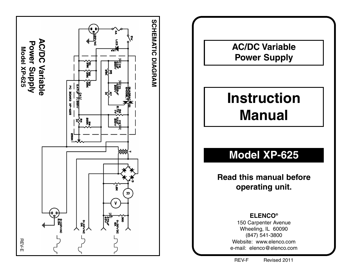 Elenco AC/DC Power Supply User Manual | 2 pages