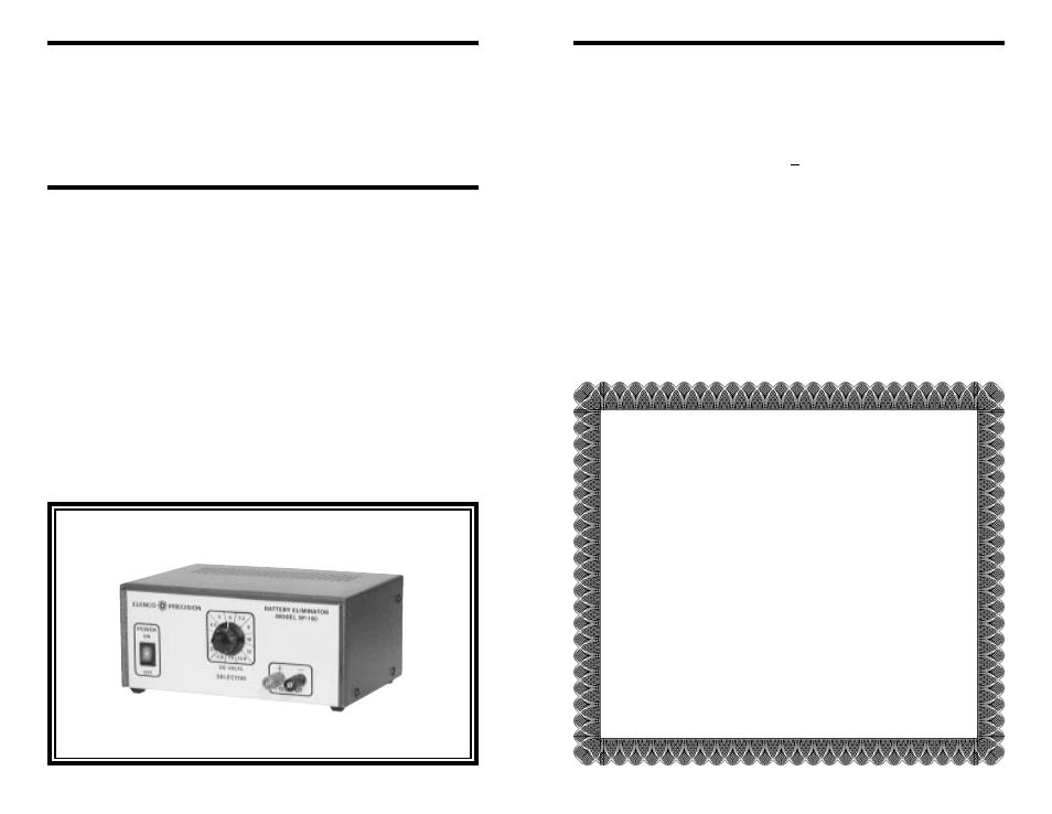 Two year warranty | Elenco Deluxe Battery Eliminator User Manual | Page 2 / 2
