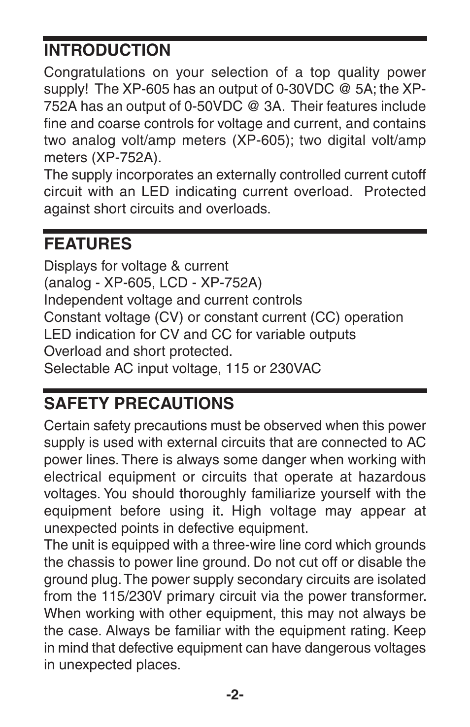 Elenco 030VDC @ 5A Analog User Manual | Page 3 / 8