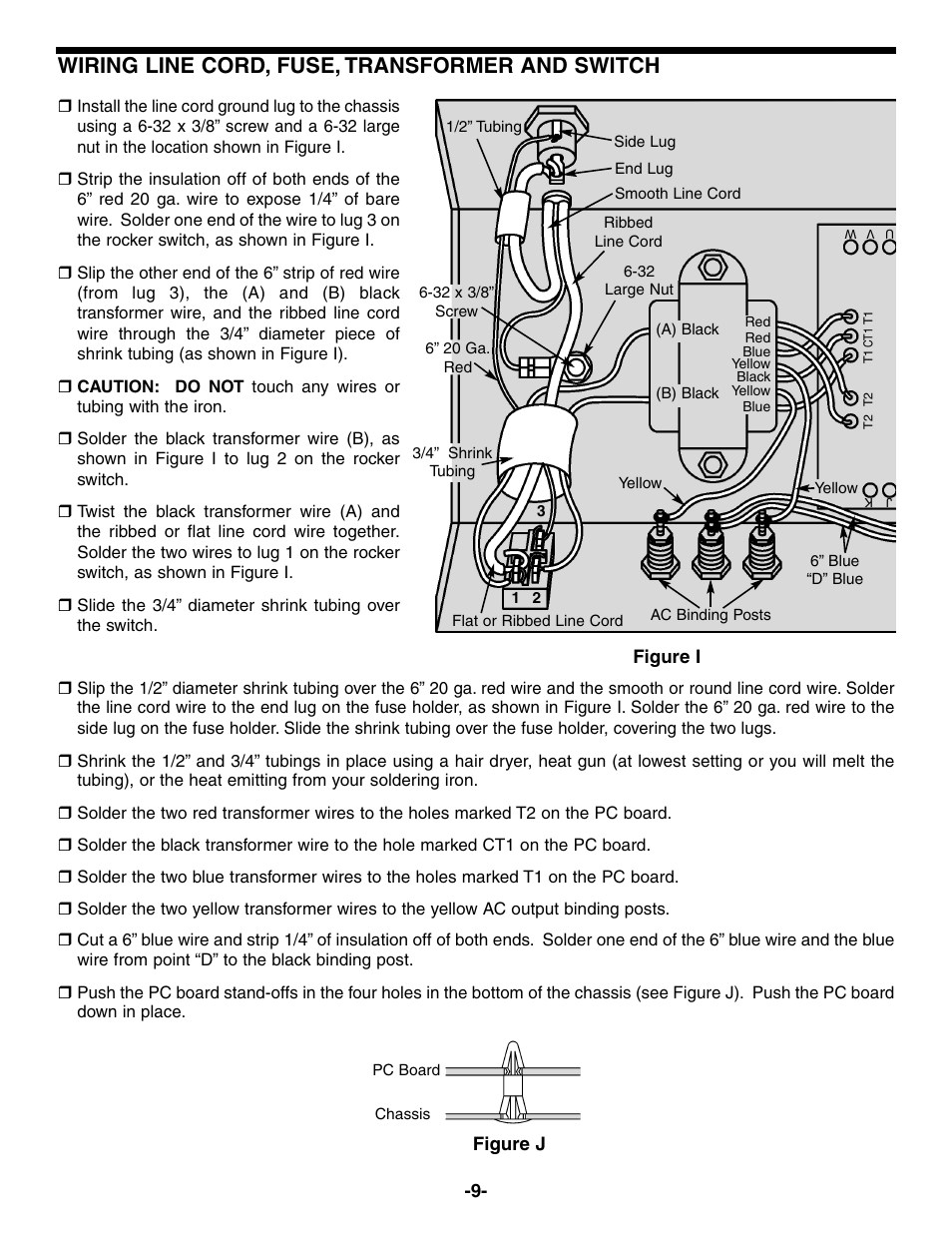 Wiring line cord, fuse, transformer and switch | Elenco Same as XP720 in Kit Form User Manual | Page 10 / 20