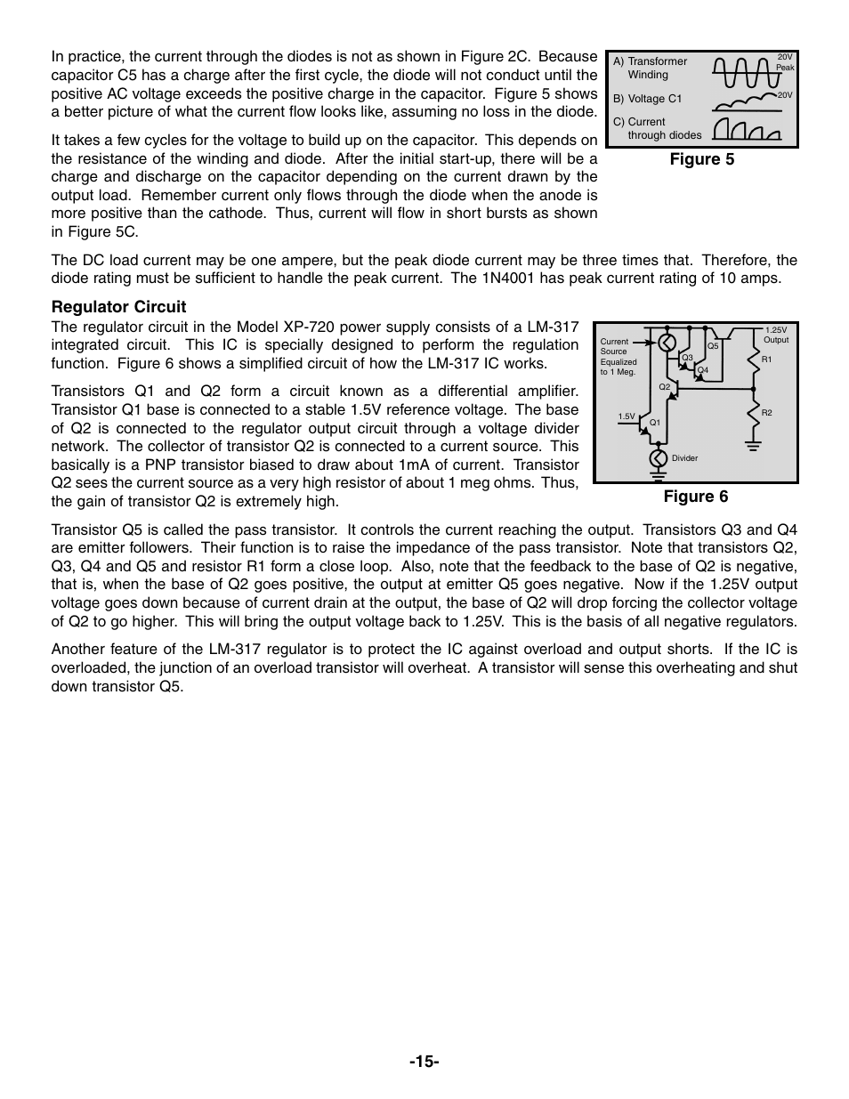 Regulator circuit, Figure 5, Figure 6 | Elenco Same as XP720 in Kit Form User Manual | Page 16 / 20