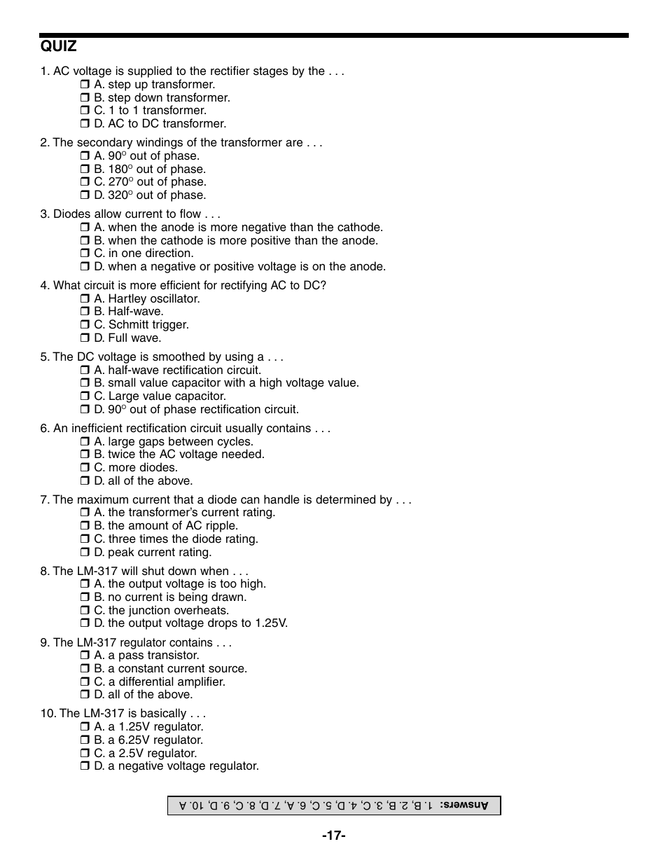 Quiz | Elenco Same as XP720 in Kit Form User Manual | Page 18 / 20