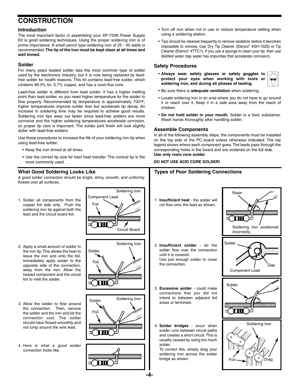 Construction | Elenco Same as XP720 in Kit Form User Manual | Page 5 / 20