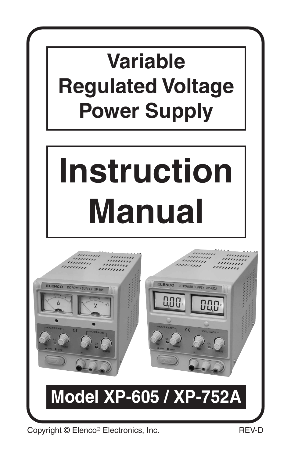 Elenco 050VDC @ 3A LCD Display User Manual | 8 pages