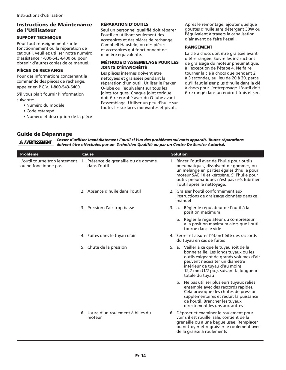 Campbell Hausfeld TL0517 User Manual | Page 14 / 24