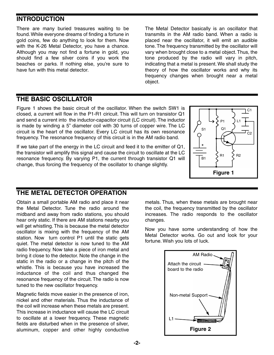 Introduction, The basic oscillator, The metal detector operation | Elenco Metal Detector User Manual | Page 3 / 8