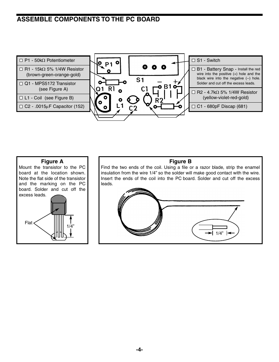 Assemble components to the pc board | Elenco Metal Detector User Manual | Page 5 / 8