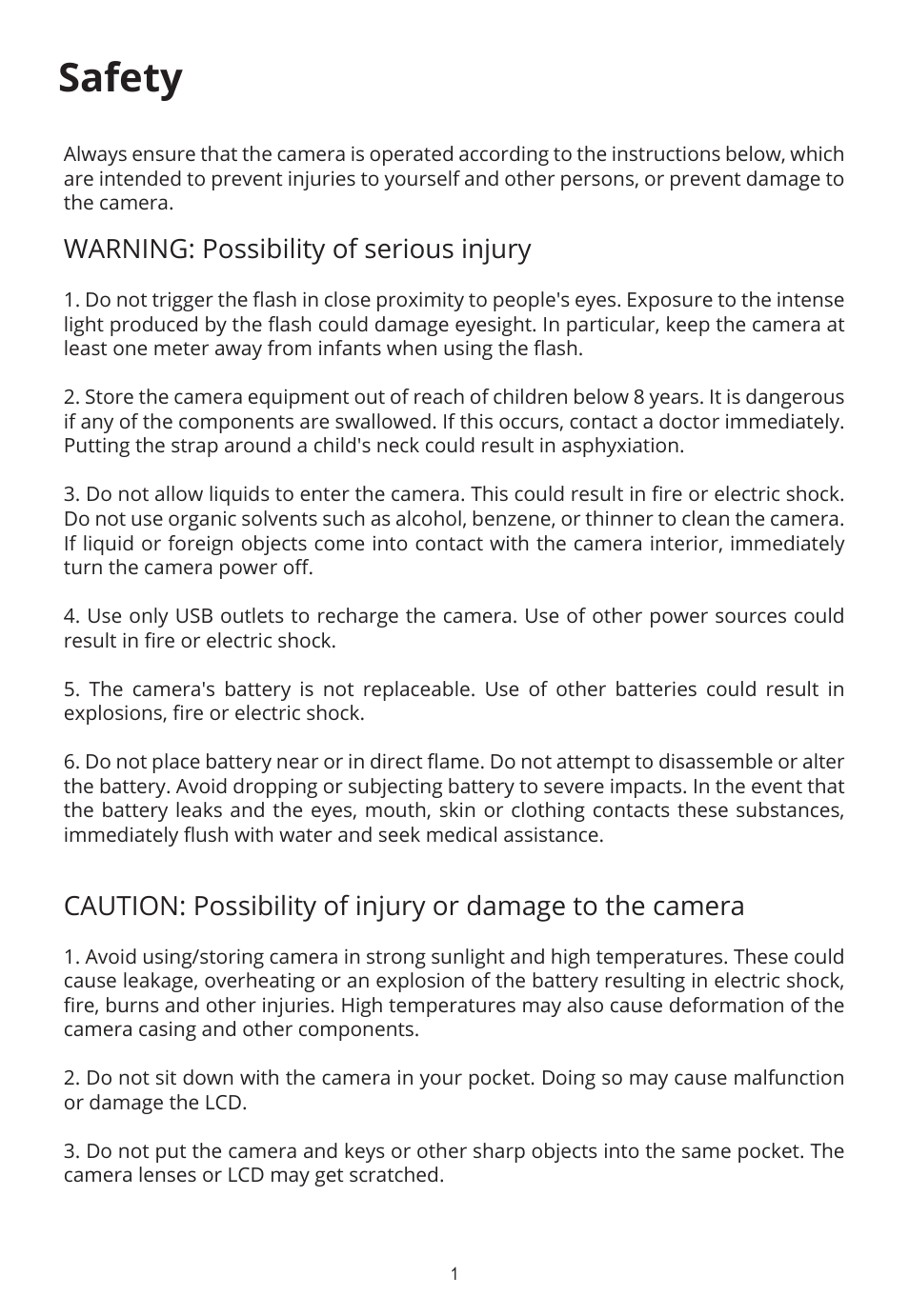 Safety, Warning: possibility of serious injury | Elenco Bigshot Camera User Manual | Page 3 / 16