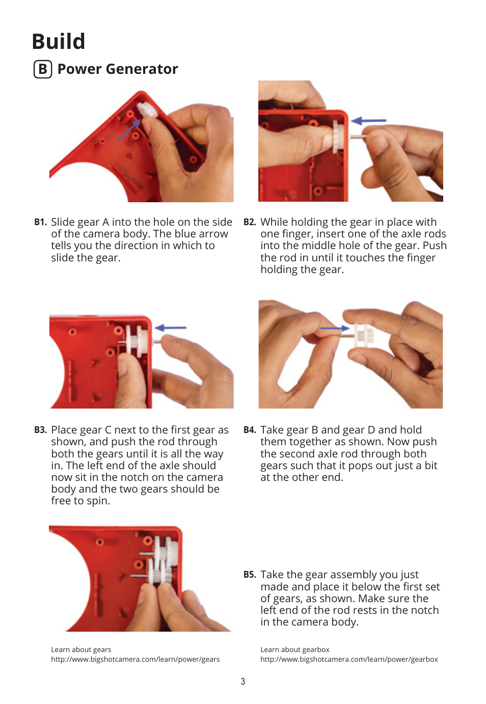 Build, B power generator | Elenco Bigshot Camera User Manual | Page 5 / 16