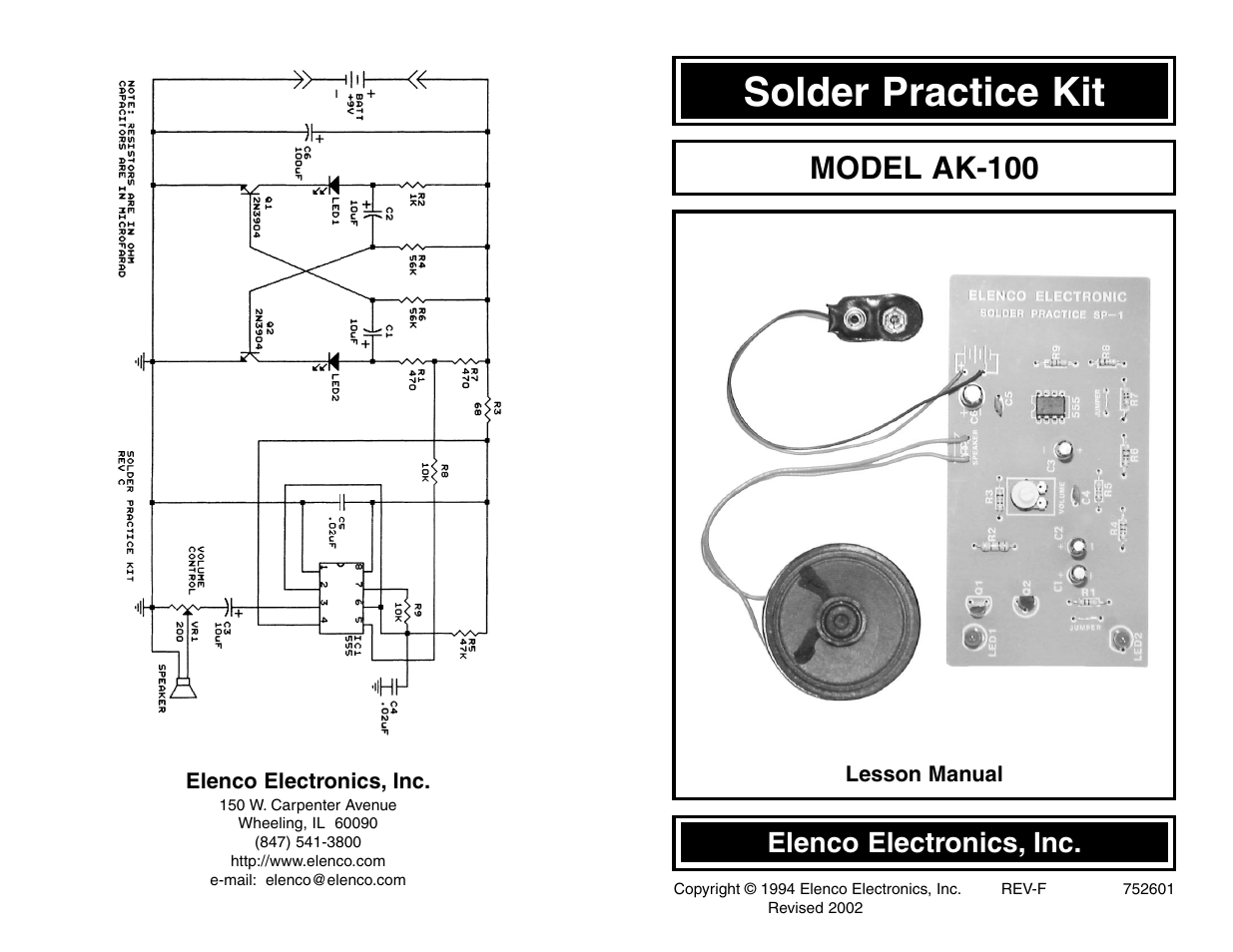 Elenco Solder Practice Kit w/ Iron & User Manual | 6 pages