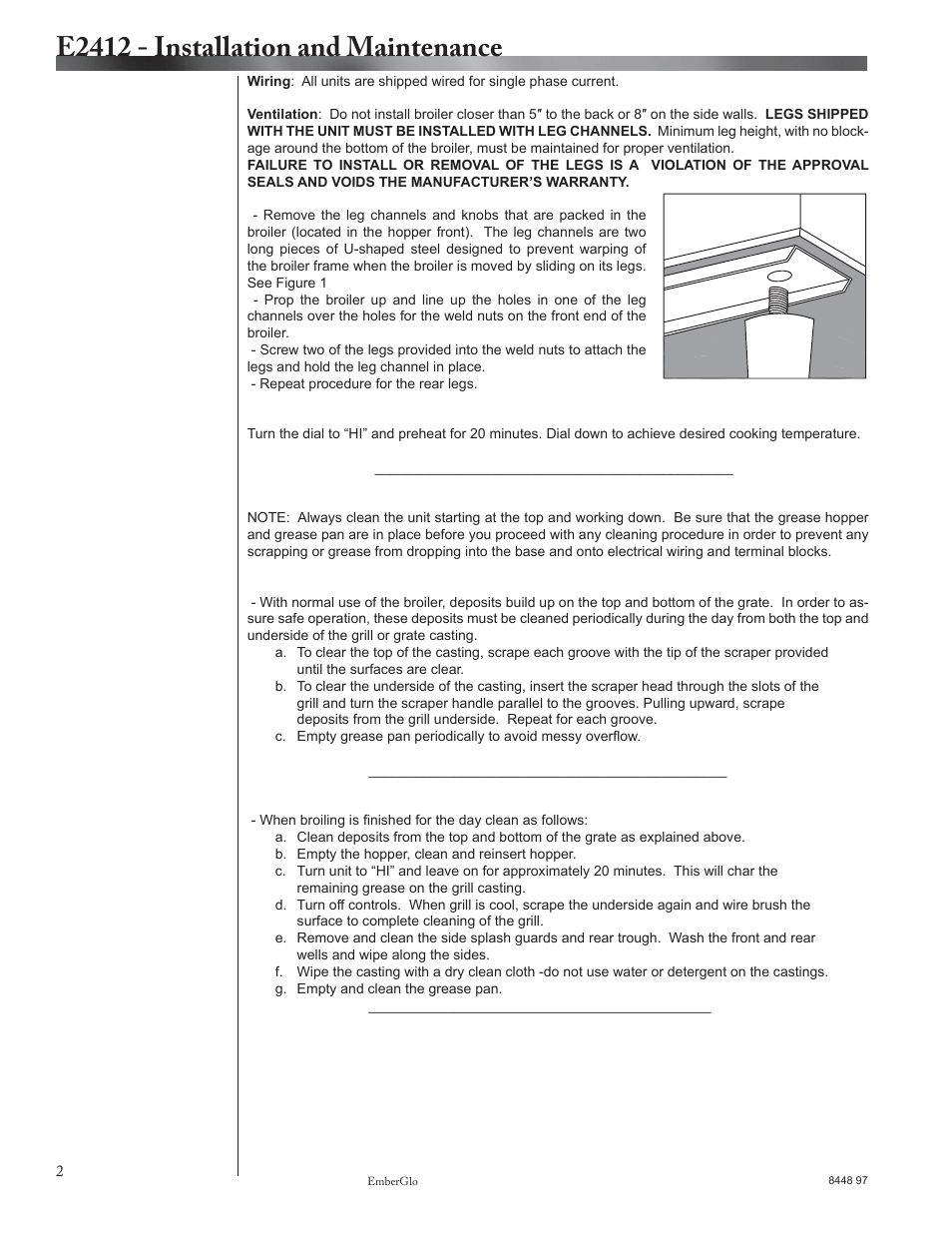 E2412 - installation and maintenance | EmberGlo E2412 User Manual | Page 2 / 6