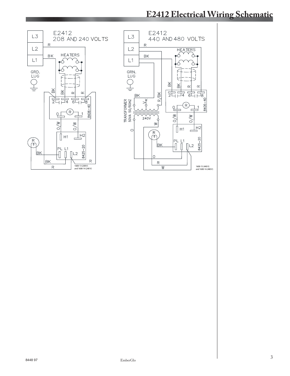 E2412 electrical wiring schematic, Schematic | EmberGlo E2412 User Manual | Page 3 / 6