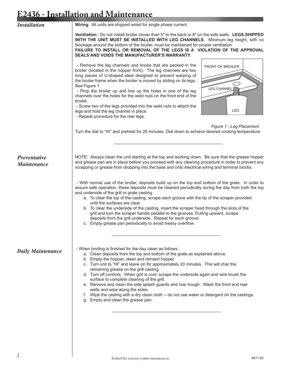 E2436 - installation and maintenance | EmberGlo E2436 User Manual | Page 2 / 8