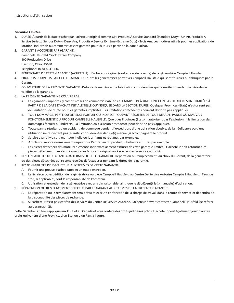 Campbell Hausfeld GN30c502AC User Manual | Page 12 / 24
