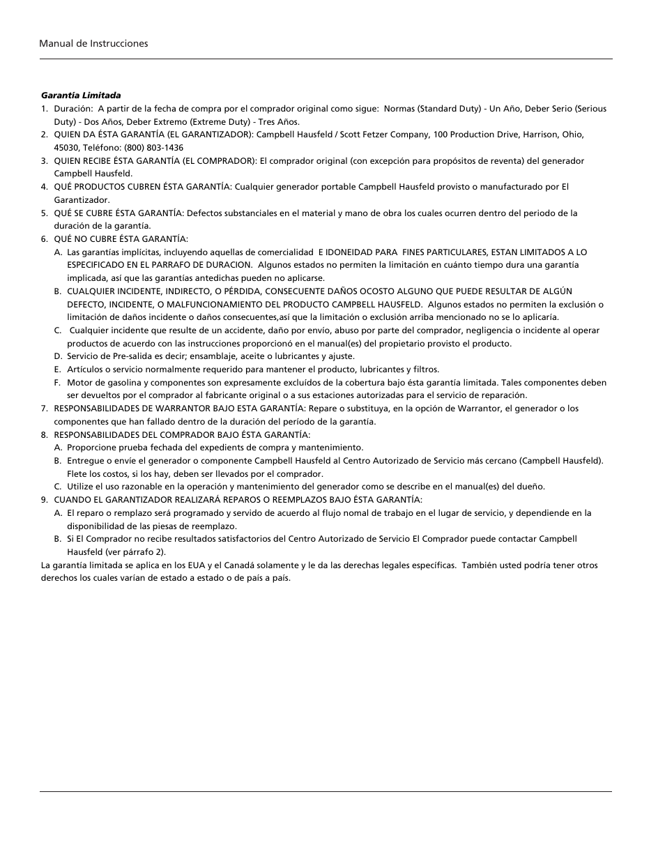 Campbell Hausfeld GN30c502AC User Manual | Page 24 / 24