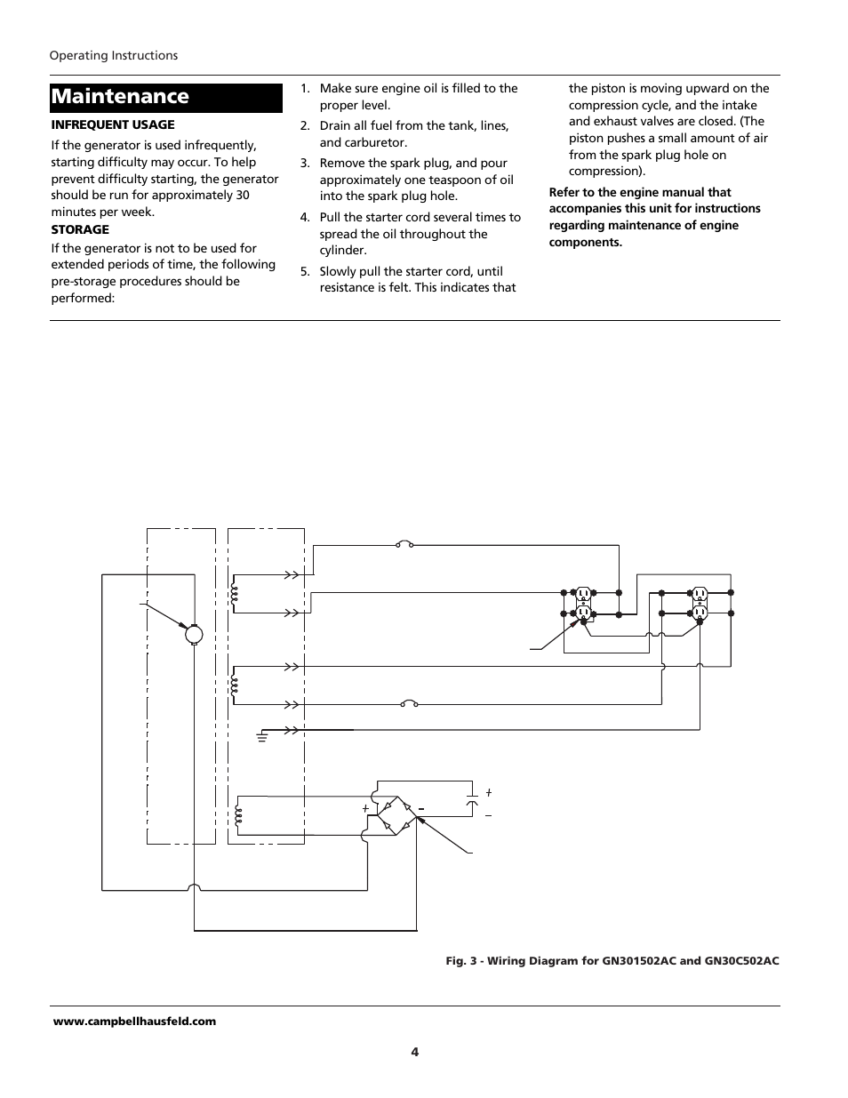 Maintenance | Campbell Hausfeld GN30c502AC User Manual | Page 4 / 24