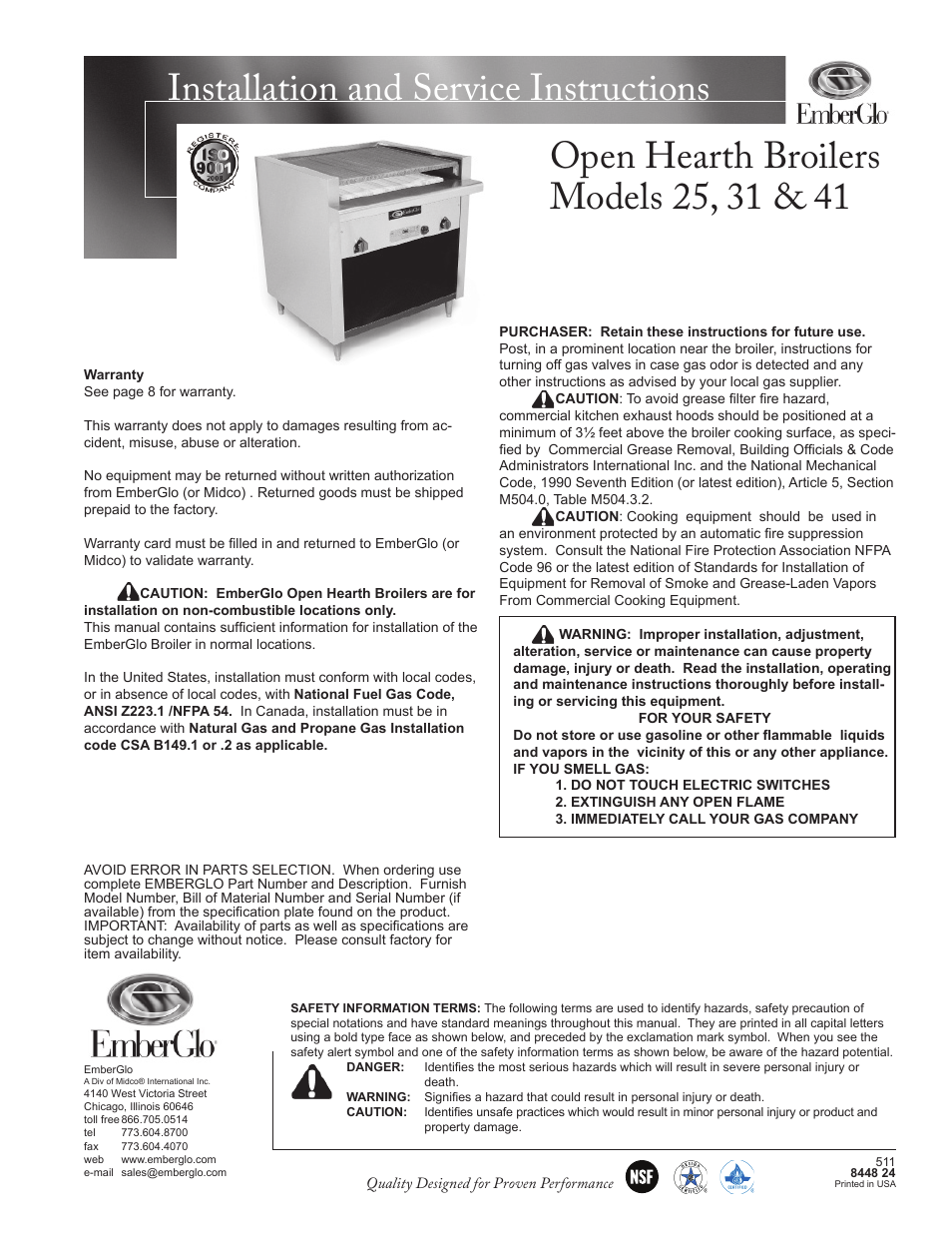 EmberGlo Models 41 User Manual | 8 pages