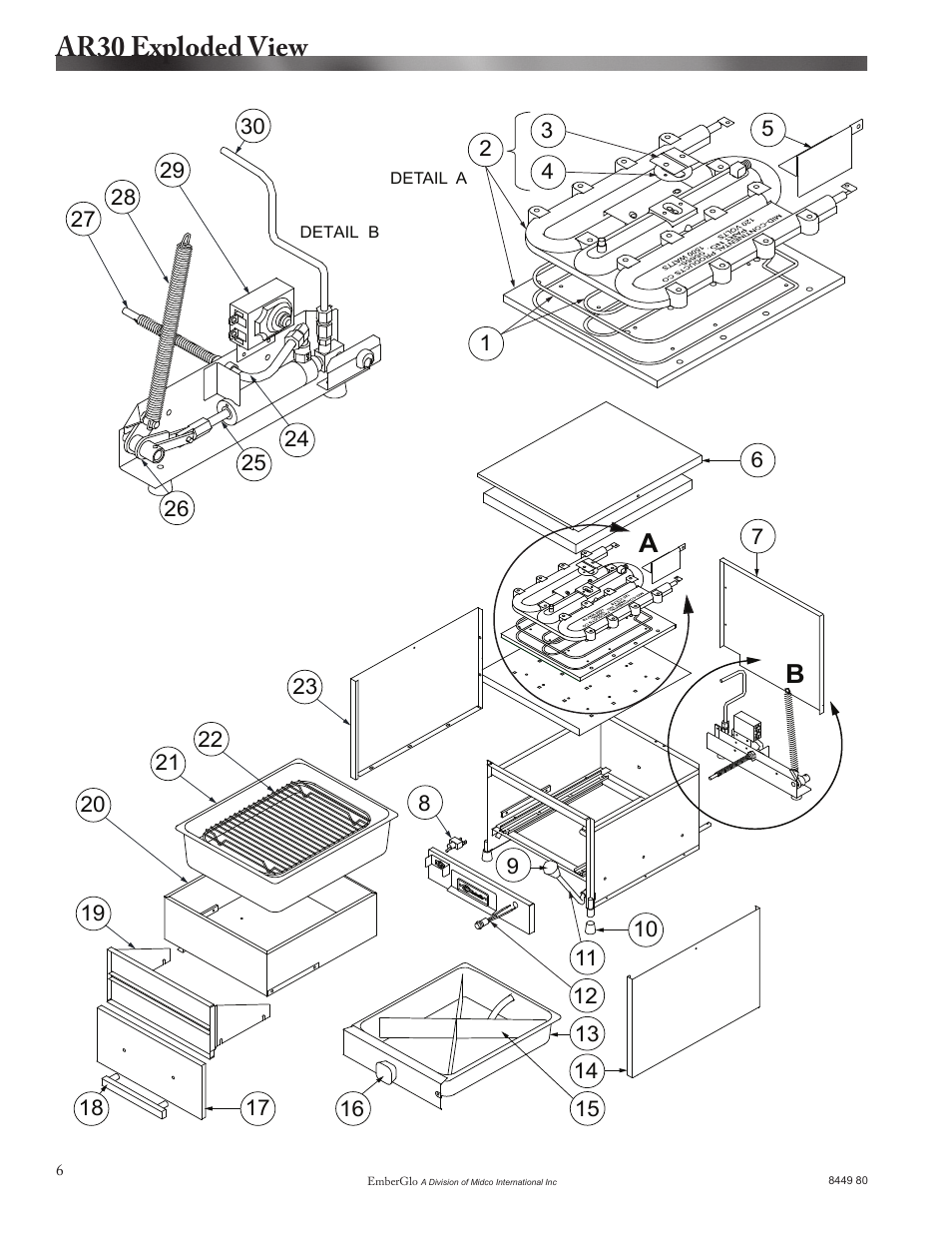 Ar30 exploded view | EmberGlo Model AR30 User Manual | Page 6 / 9