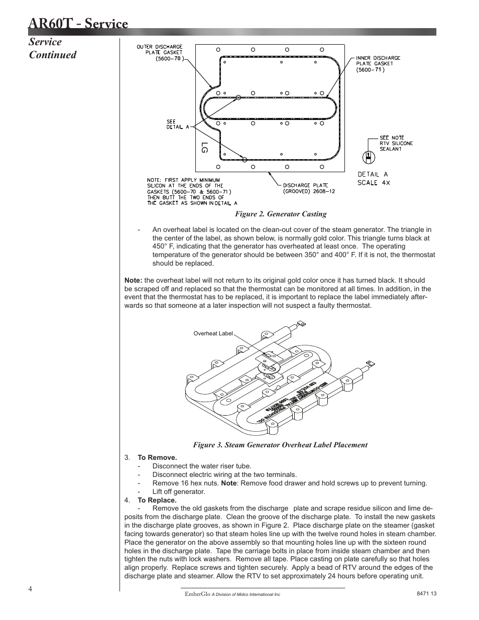 Ar60t - service, Service continued | EmberGlo Model AR60T User Manual | Page 4 / 12