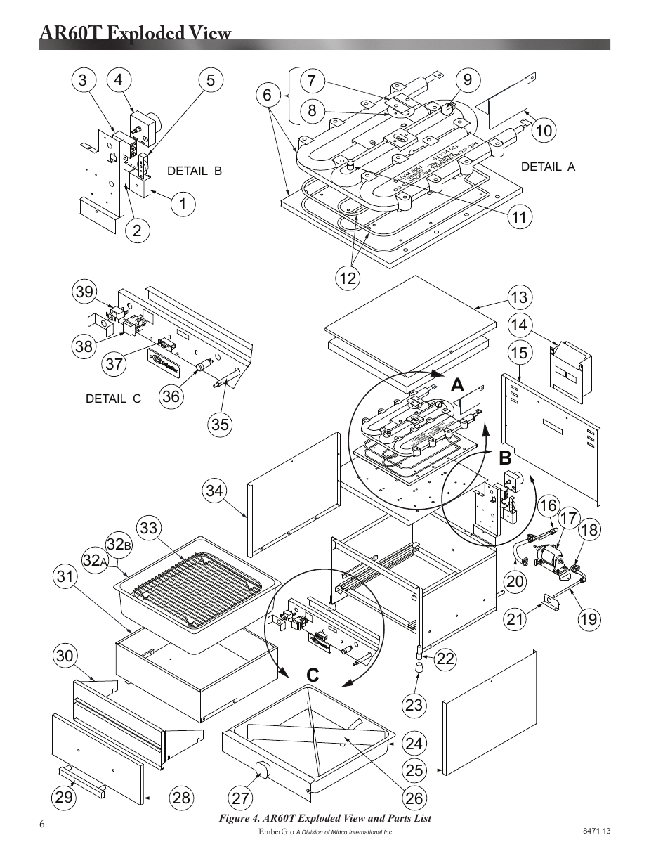 Ar60t exploded view | EmberGlo Model AR60T User Manual | Page 6 / 12