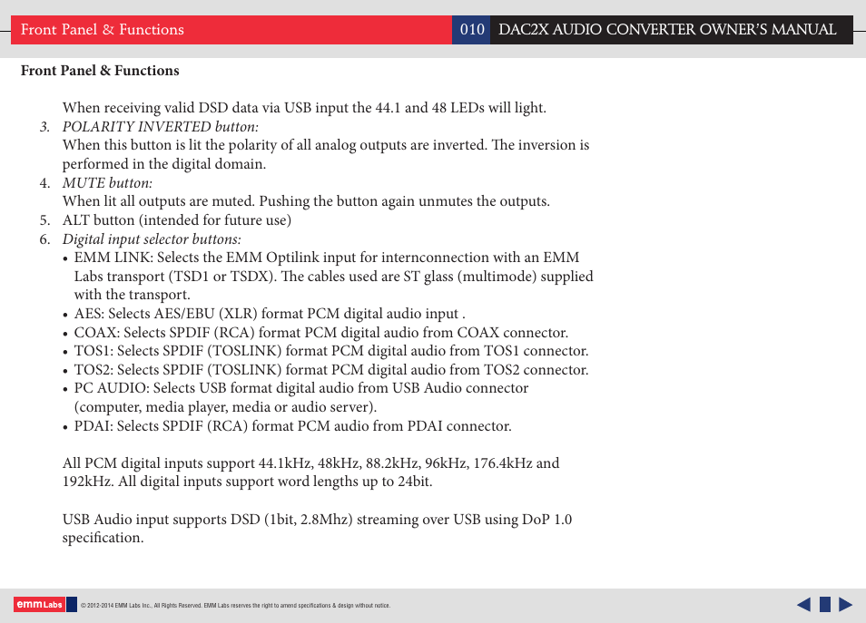 EMM Labs DAC2X AUDIO CONVERTER User Manual | Page 10 / 21