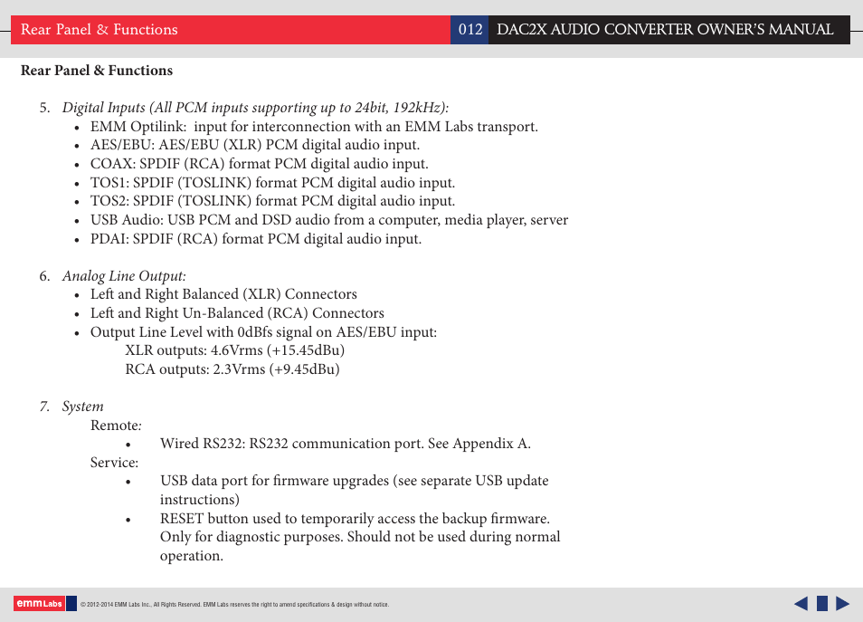 EMM Labs DAC2X AUDIO CONVERTER User Manual | Page 12 / 21