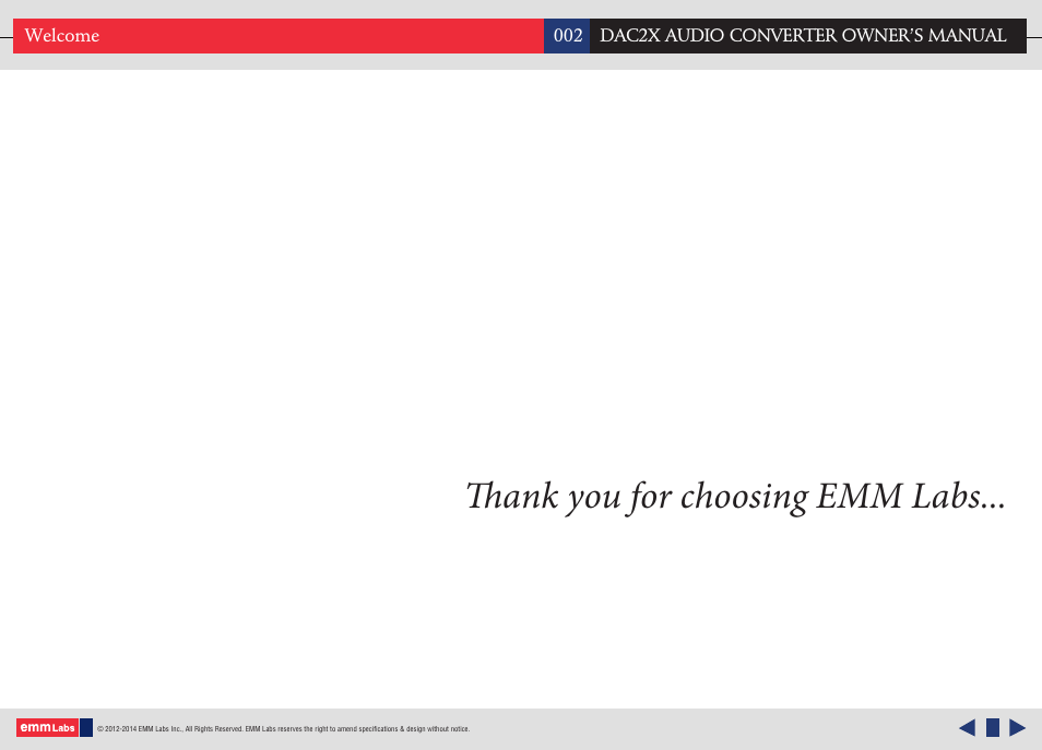 Welcome | EMM Labs DAC2X AUDIO CONVERTER User Manual | Page 2 / 21