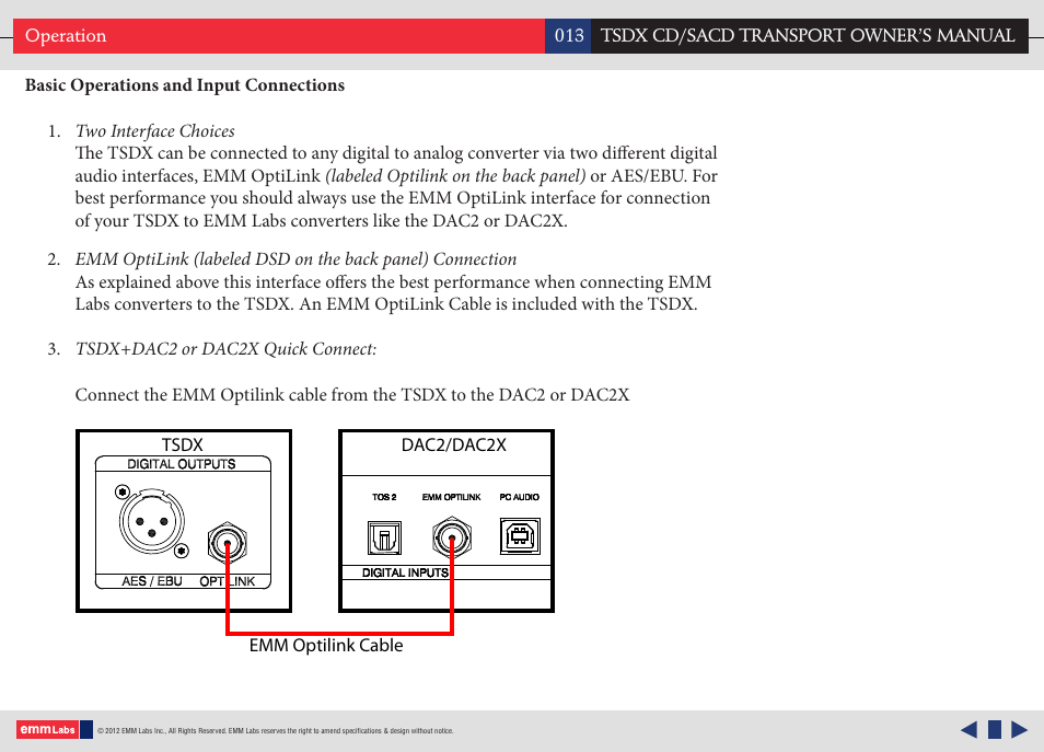 EMM Labs TSDX CD/SACD TRANSPORT User Manual | Page 13 / 17