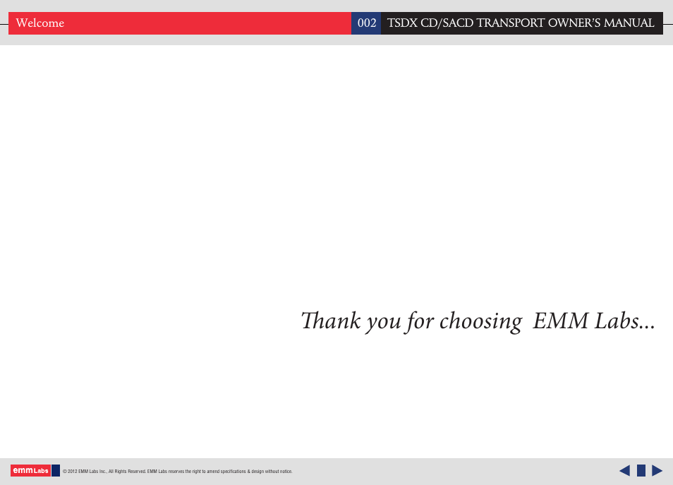 EMM Labs TSDX CD/SACD TRANSPORT User Manual | Page 2 / 17