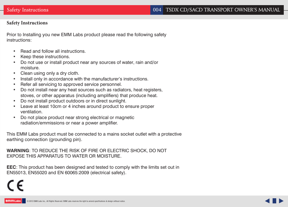 EMM Labs TSDX CD/SACD TRANSPORT User Manual | Page 4 / 17