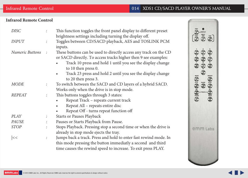 EMM Labs XDS1 CD/SACD User Manual | Page 14 / 18