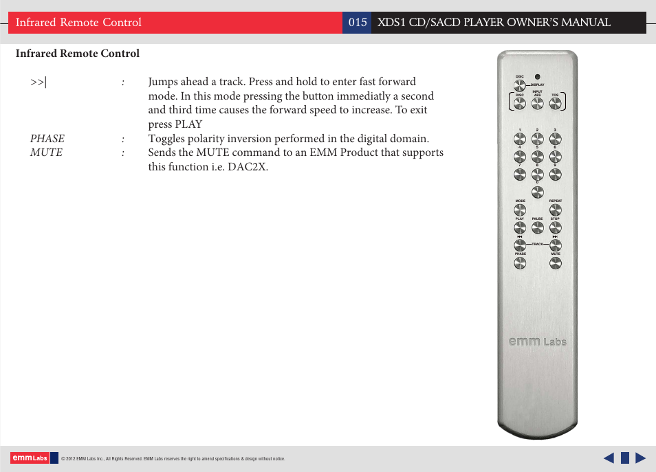 EMM Labs XDS1 CD/SACD User Manual | Page 15 / 18