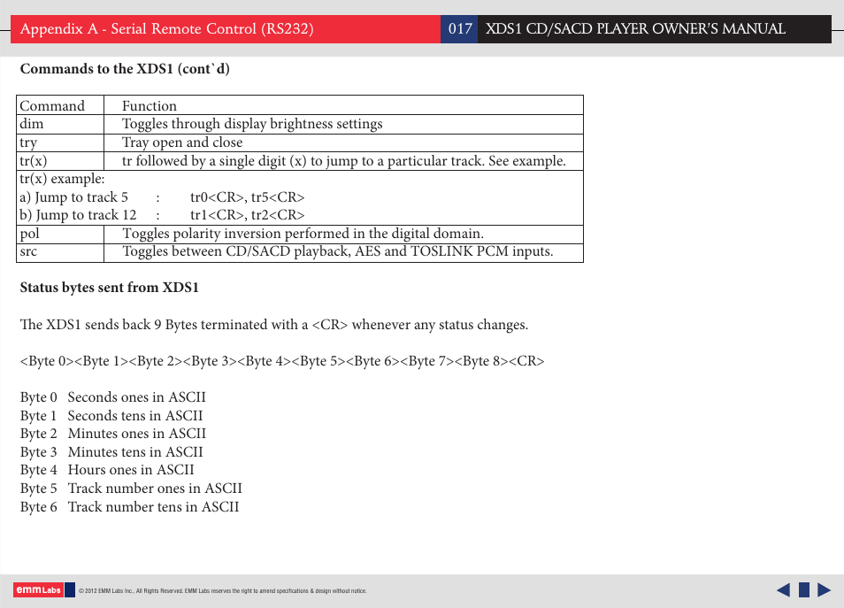 EMM Labs XDS1 CD/SACD User Manual | Page 17 / 18