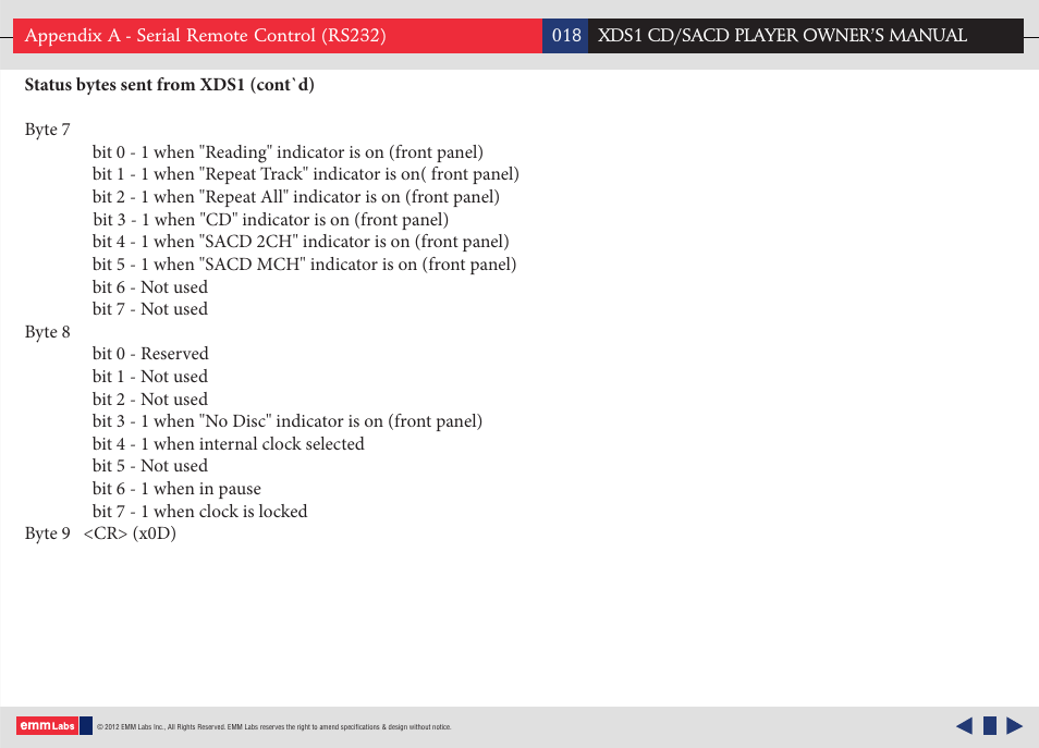 EMM Labs XDS1 CD/SACD User Manual | Page 18 / 18