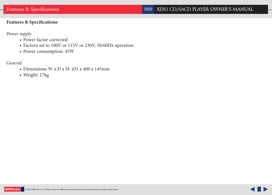 EMM Labs XDS1 CD/SACD User Manual | Page 9 / 18