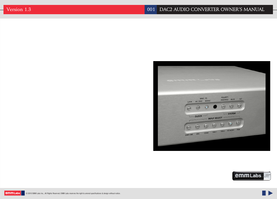 EMM Labs DAC2 AUDIO CONVERTER User Manual | 18 pages
