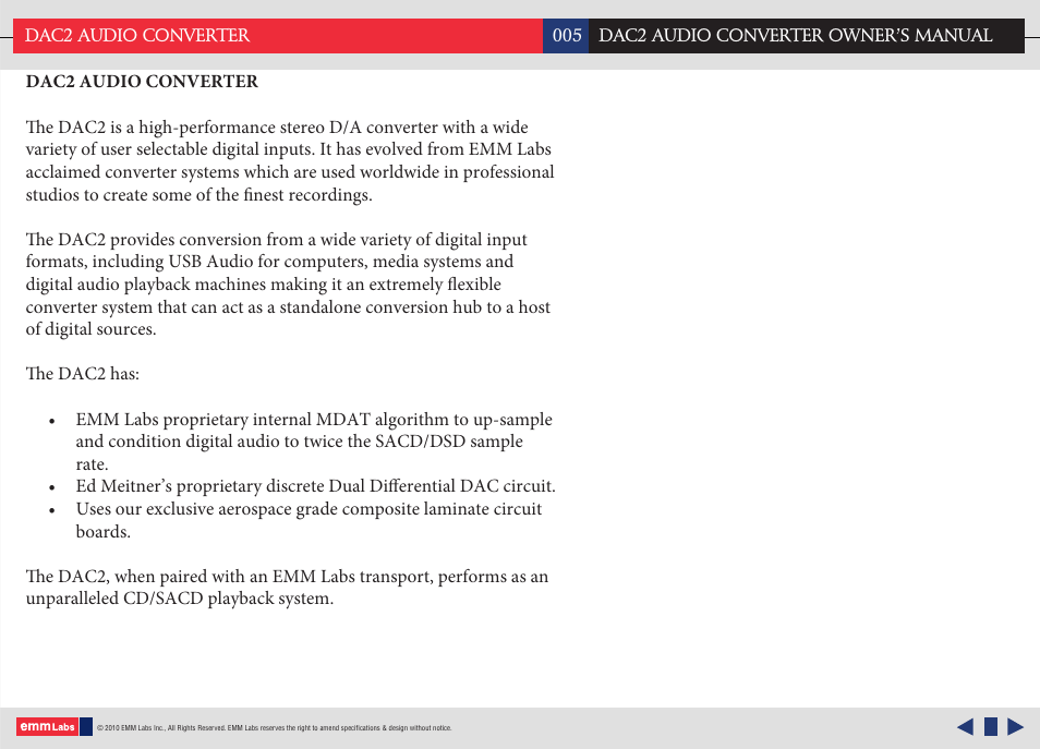 EMM Labs DAC2 AUDIO CONVERTER User Manual | Page 5 / 18