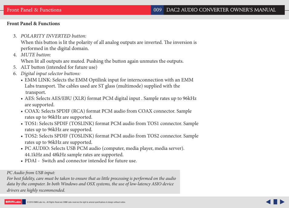 EMM Labs DAC2 AUDIO CONVERTER User Manual | Page 9 / 18