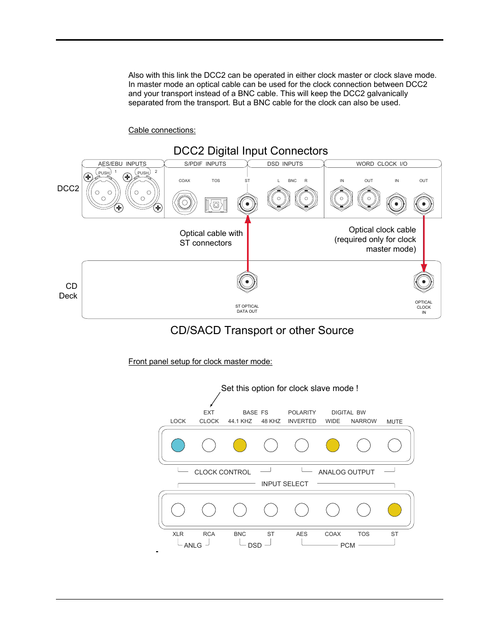 Set this option for clock slave mode | EMM Labs DCC2 DIGITAL CONTROL CENTER User Manual | Page 12 / 16