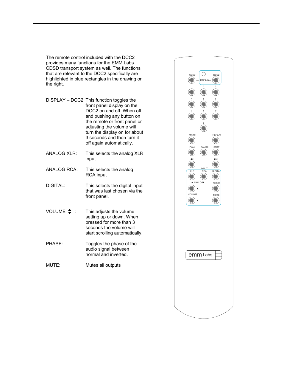 Infrared remote control | EMM Labs DCC2 DIGITAL CONTROL CENTER User Manual | Page 13 / 16