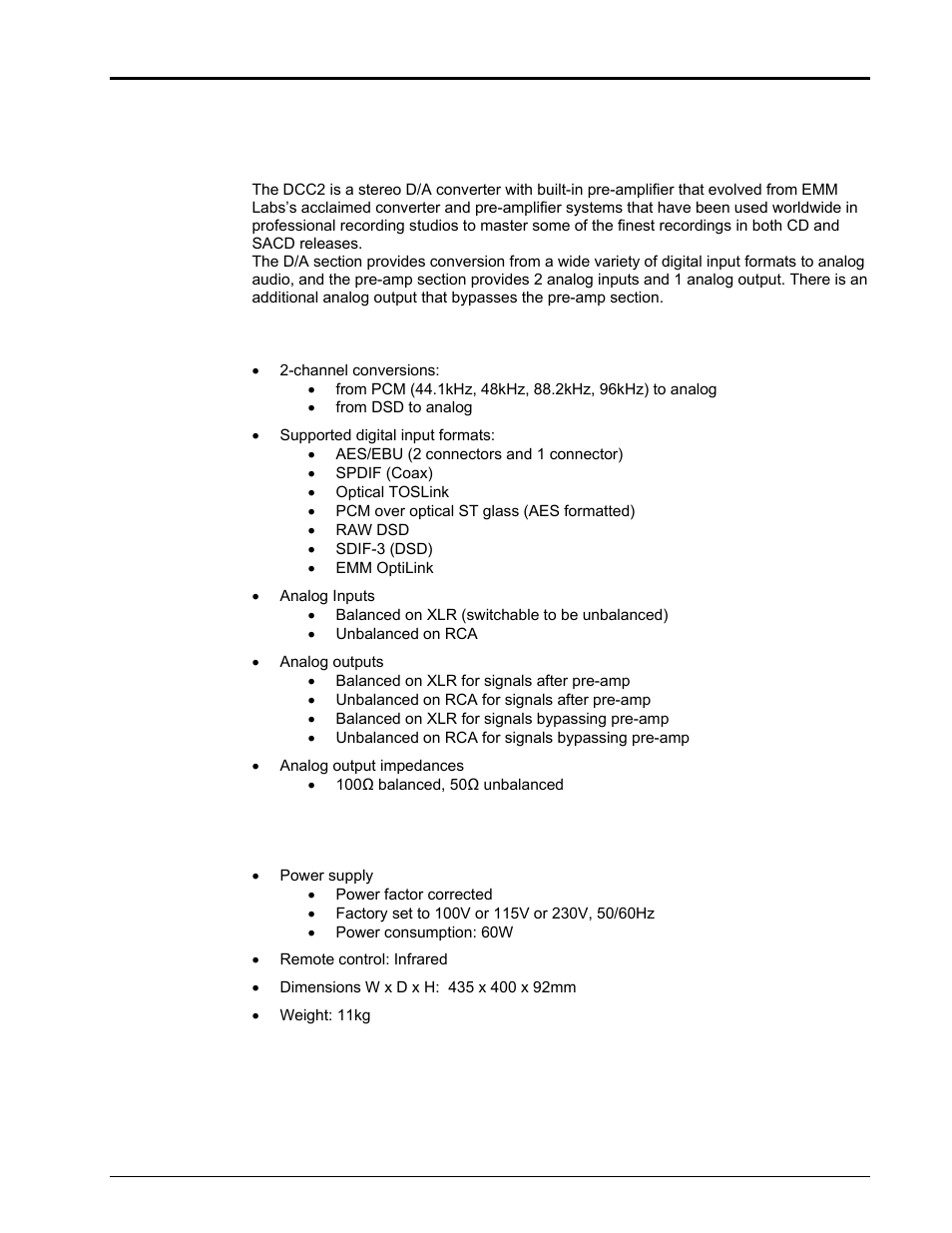 Dcc2 digital control center, Features | EMM Labs DCC2 DIGITAL CONTROL CENTER User Manual | Page 2 / 16