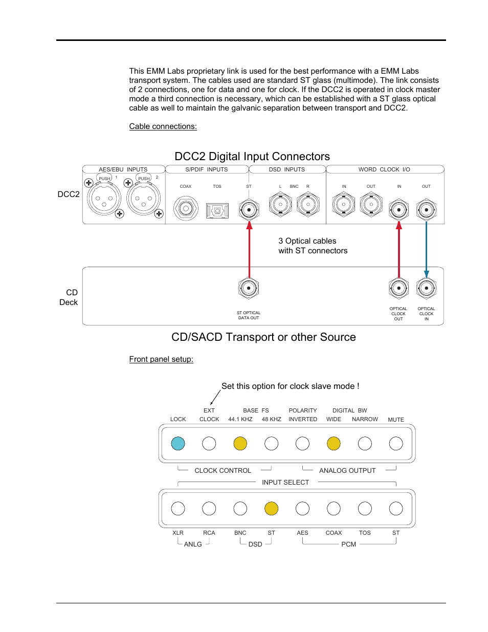 Set this option for clock slave mode | EMM Labs DCC2 DIGITAL CONTROL CENTER User Manual | Page 9 / 16