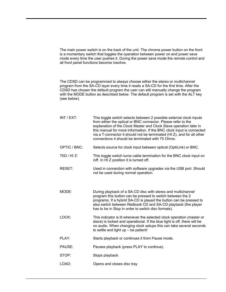 Function switches and indicators | EMM Labs CDSD DISC TRANSPORT User Manual | Page 5 / 14